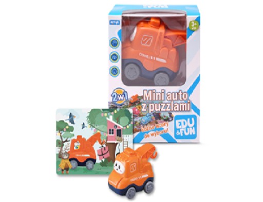 Mini auto z puzzlami Edu&Fun dźwig
