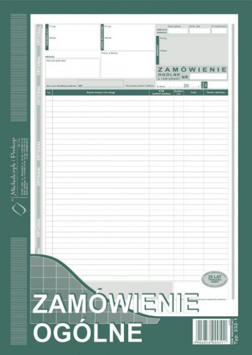 DRUK ZAMÓWIENIA ZAMÓWIENIE OGÓLNE Z RUBRYKAMI A4
