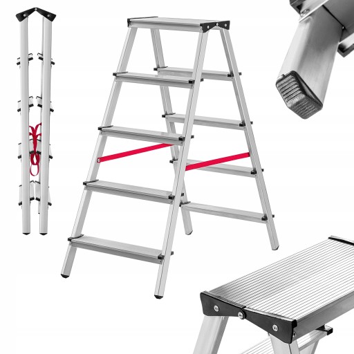 DRABINA ALUMINIOWA DOMOWA 5 STOPNIOWA SCHODKI DWUSTRONNA