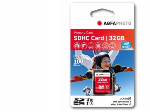 KARTA PAMIĘCI AGFA SDHC SD HC 32GB CLASS 10 100MB/s V10