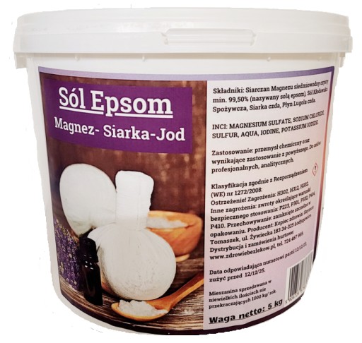 Siarczan magnezu z JODEM sól do kąpieli Epsom 5kg