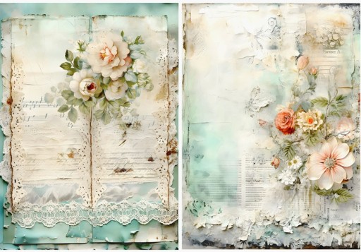 Papier ryżowy A4 Artando Kwiaty kwiatki Vintage rustykalne róże wzorki