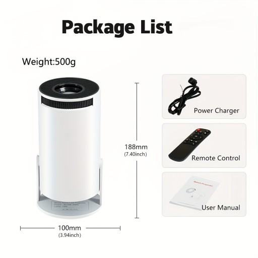 HY300 Mini 4K Projector Portable 180° Rotatable Projection Android 11.0