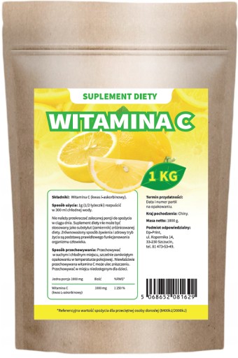 WITAMINA C W PROSZKU 100% KWAS L-ASKORBINOWY 1Kg