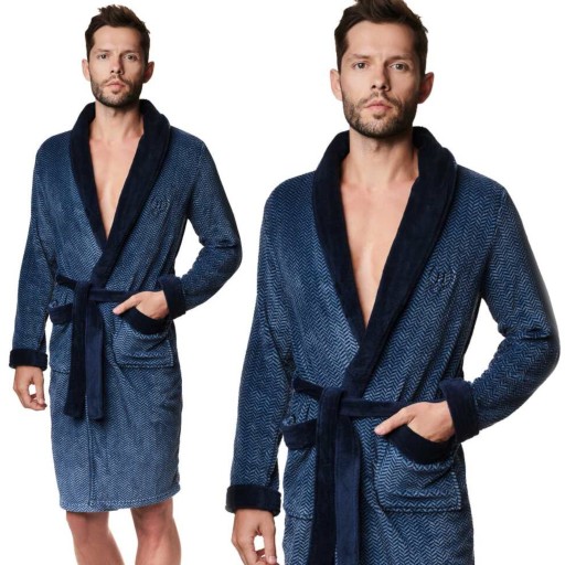 Henderson Ciepły Szlafrok Męski MITES 39392-59 Granatowy *XL*