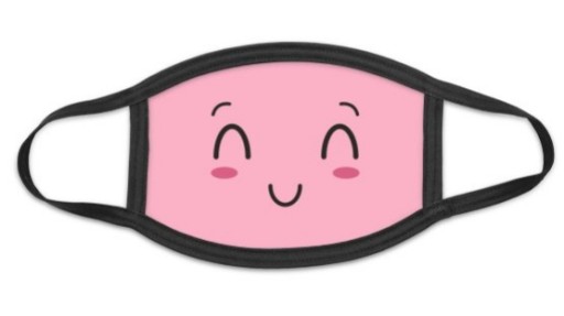 MASKA RÓŻOWA UŚMIECH CUTE 2-WARSTWY BAWEŁNA KOT PL
