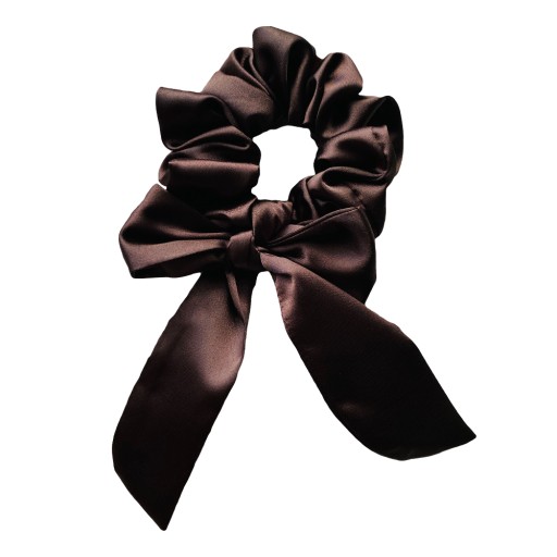 Gumka do włosów satyna scrunchie Gorzka czekolada