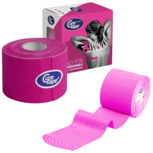 Taśma do kinesiotapingu tejpy CURETAPE CLASSIC do CIAŁA i TWARZY RÓŻOWA