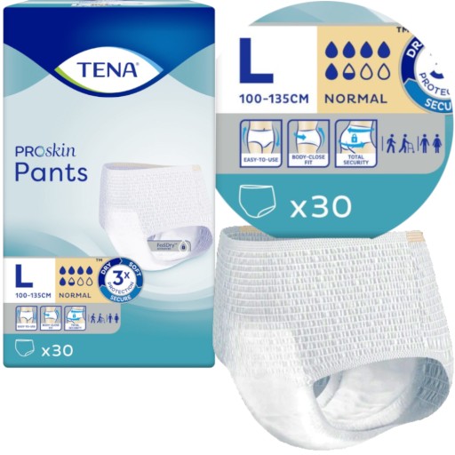 PIELUCHOMAJTKI WCIĄGANE DLA DOROSŁYCH TENA Pants ProSkin Normal r. L 30 szt