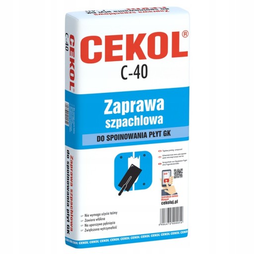 CEKOL C-40 SZPACHLÓWKA DO SPOINOWANIA ZAPRAWA DO płyt GK 16kg