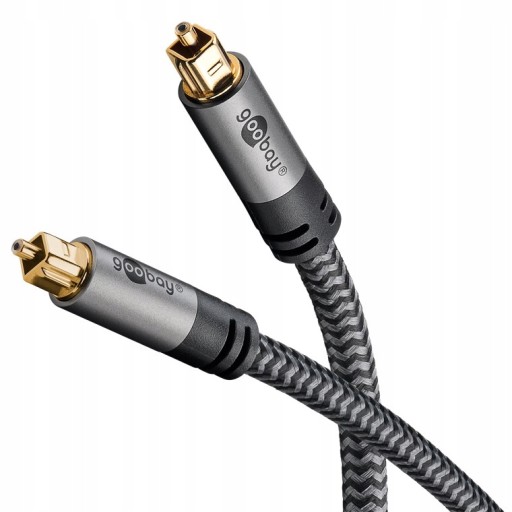 Kabel optyczny TOSLINK oplot pozłacane wtyki 2m Goobay Plus HQ Premium