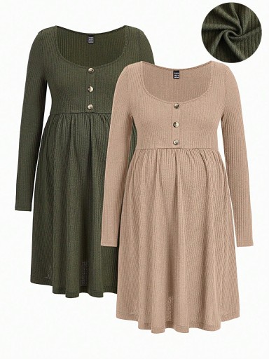 Shein ciążowa sukienka prążki długi rękaw 2 pack NJ2 wbt S