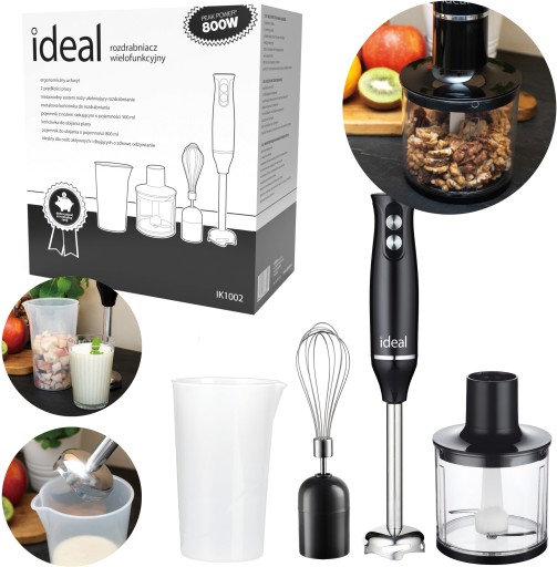 BLENDER RĘCZNY WIELOFUNKCYJNY MIKSER MALAKSER IDEAL ELDOM 800W IK1002