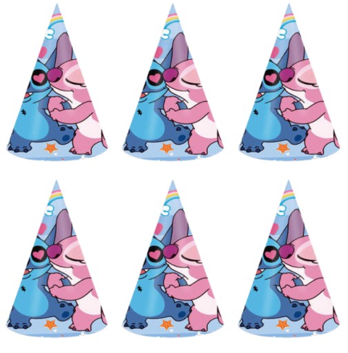 STITCH CZAPECZKI URODZINOWE Lilo&Stitch zestaw 6 szt. dekoracje czapki