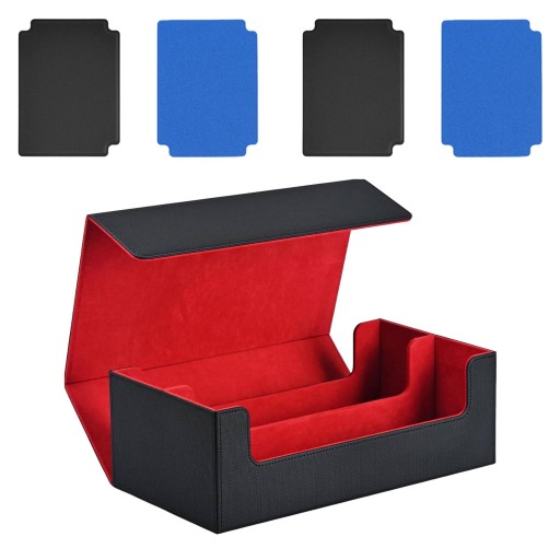 Trading Card Deck Box Playing Card Box with 4 Card Blue Divider Red