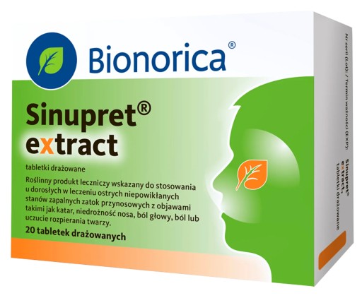 SINUPRET EXTRACT lek leczenie zatok katar 20 tabletek
