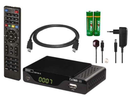 Tuner dekoder DVB-T2 H.265 HEVC EMOS J6014 EM190-S + KABEL HDMI 1,2m