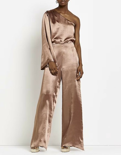 River Island SATYNOWY ELEGANCKI KOMBINEZON ASYMETRIA NH2 nce XL