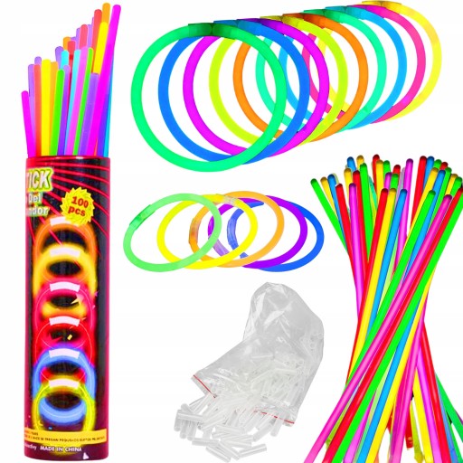 PAŁECZKI OPASKI ŚWIECĄCE FLUORESCENCYJNE 100 szt