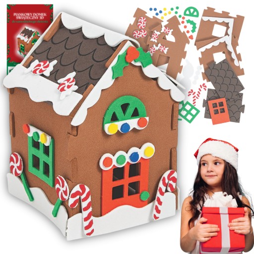 DOMEK ŚWIĄTECZNY PIANKOWE PUZZLE ŚWIĄTECZNE 3D DOM CHATKA Z PIERNIKA DIY