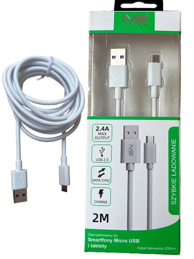 KABEL MICRO USB 2 metry 200cm 2.4A