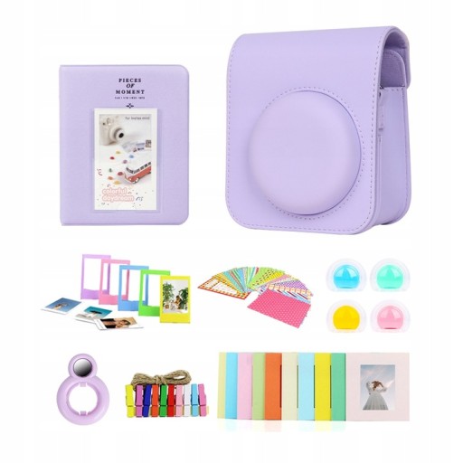 ZESTAW 8w1 Akcesoria Etui Album Naklejki Ramki do FujiFilm INSTAX Mini 12