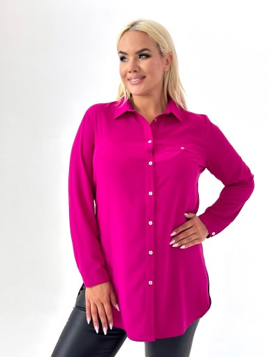 Różowa koszula z imitacją kieszeni Plus Size 56