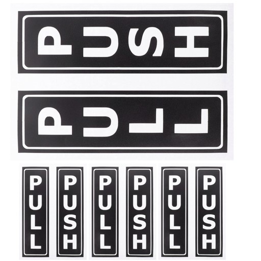 NAKLEJKA Z LOGO NA DRZWI PRZESUWNE KLEJ PULL PUSH
