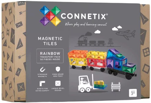 CONNETIX KLOCKI MAGNETYCZNE RAINBOW TRANSPORT PACK 50 ELEMENTÓW