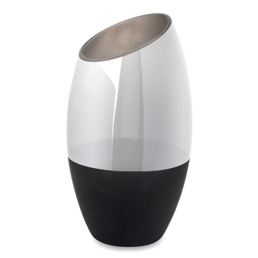 WAZON SREBRNY CZARNY 35x20cm SZKLANY MATOWY POŁYSK NOWOCZESNY 30 40