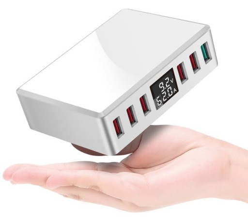 Ładowarka sieciowa szybka iLEPO 6x USB uniwersalna 3000 mA QC3.0 LCD 40W