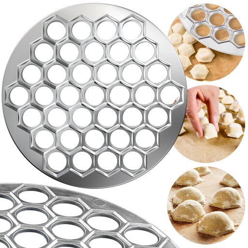 PIEROŻNICA FORMA DO PIEROGÓW USZEK RAVIOLI FOREMKA STALOWA 37SZT WYKRAWACZ