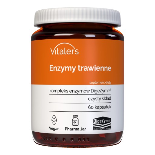 Enzymy Trawienne Vitaler's DigeZyme Bromelaina Papaina Betaina HCL 60 kaps
