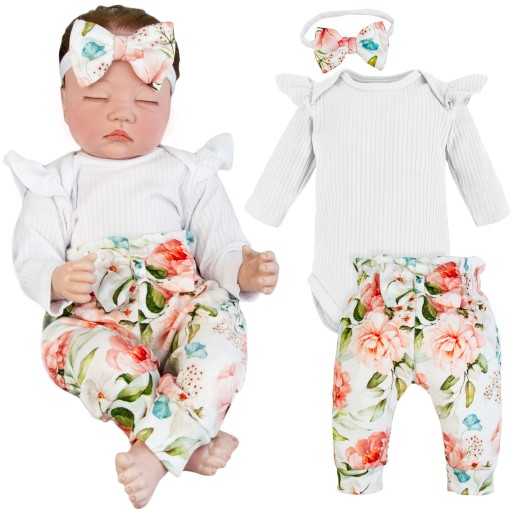 Komplet 3cz. SPODNENKI BODY z falbankami OPASKA 86