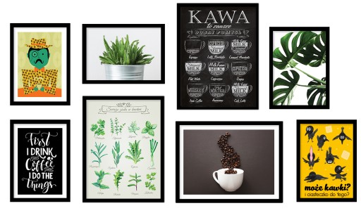 KOMPLET Galeria 8szt Obrazy w ramie KAWA KPM221
