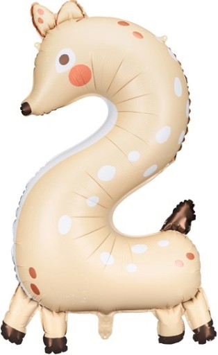 BALON FOLIOWY CYFRA 2 SAFARI SARENKA LAS NA URODZINY DUŻY NA HEL 88 CM