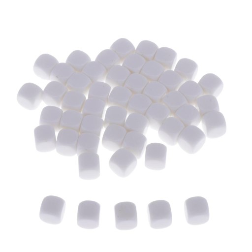 50pc White Blank D6 Dice Set Dungeon U0026