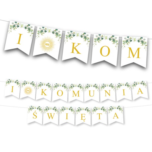 Girlanda I Komunia Święta komunijna baner lilia