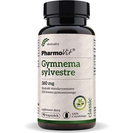 PHARMOVIT GYMNEMA SYLVESTRE 360MG 25% KWASU GYMNEMOWEGO 90 KAPSUŁEK