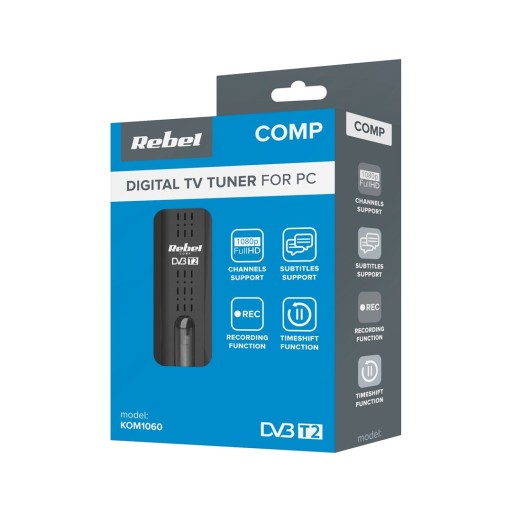 Rebel Comp Tuner Cyfrowy Usb DVB-T2 H.265 Hevc