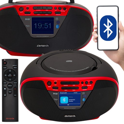RADIOODTWARZACZ BOOMBOX Bluetooth 6W CD FM AUX AIWA BBTU-500DAB/RD +PILOT