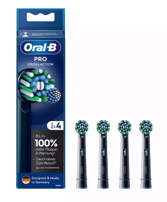 4 X KOŃCÓWKI DO SZCZOTECZKI ORAL-B CROSS ACTION PRO CZARNE NOWE ORYGINALNE
