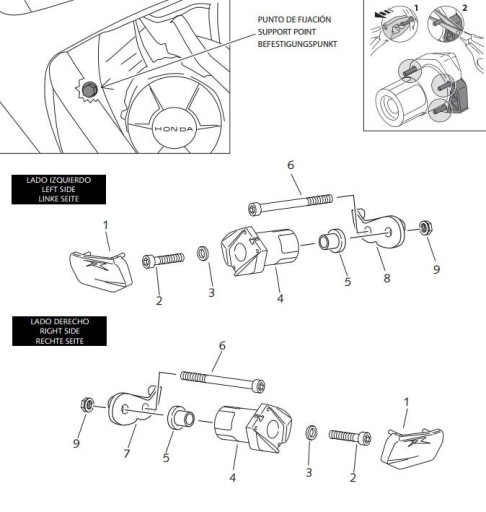 PUIG 4424N crash pady nocut Honda CBR600 RR 07-08