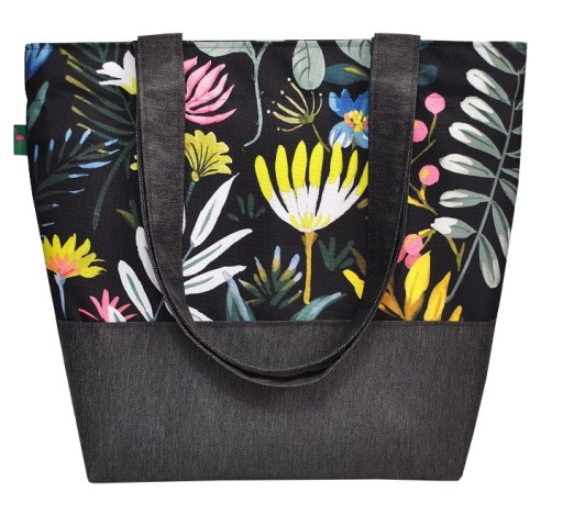 TORBA SHOPPER SUWAK BLACK FLOWER COOLFLAMINGO