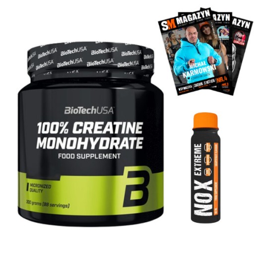BIOTECH CREATINE MONOHYDRATE 300 g KREATYNA SIŁA + SHOT