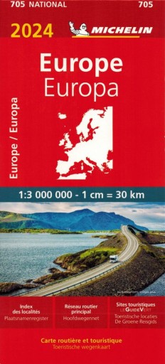 EUROPA 2024 MAPA SAMOCHODOWA DROGOWA 705 MICHELIN