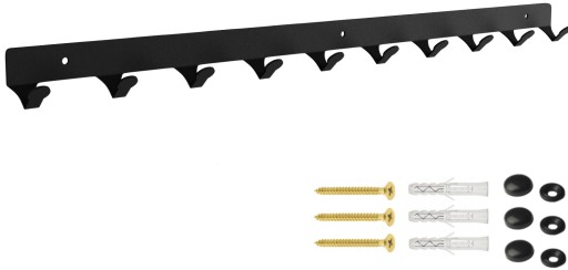 Wieszak ścienny metalowy Prosty pojedynczy Czarny Przedpokój 60 cm