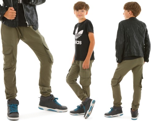 Spodnie dresowe BAGGY bojówki - 152 KROPEK KHAKI