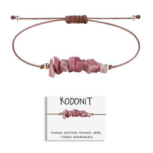 BRANSOLETKA DAMSKA KAMIEŃ RODONIT AMULET ZDROWIE