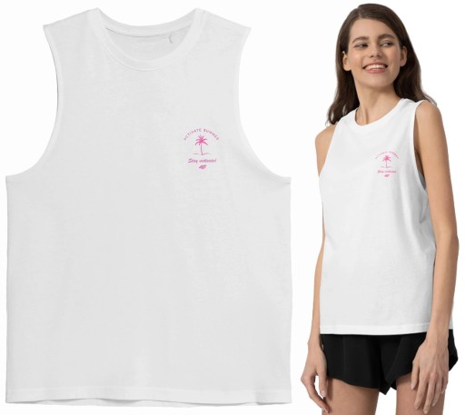 4F BEZRĘKAWNIK DAMSKI SPORTOWY TSHIRT NA SIŁOWNIĘ